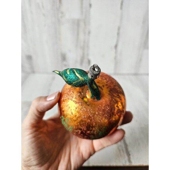 Radko? Peach orange ornament vintage frosted glitter unique Xmas tree - Picture 7 of 9